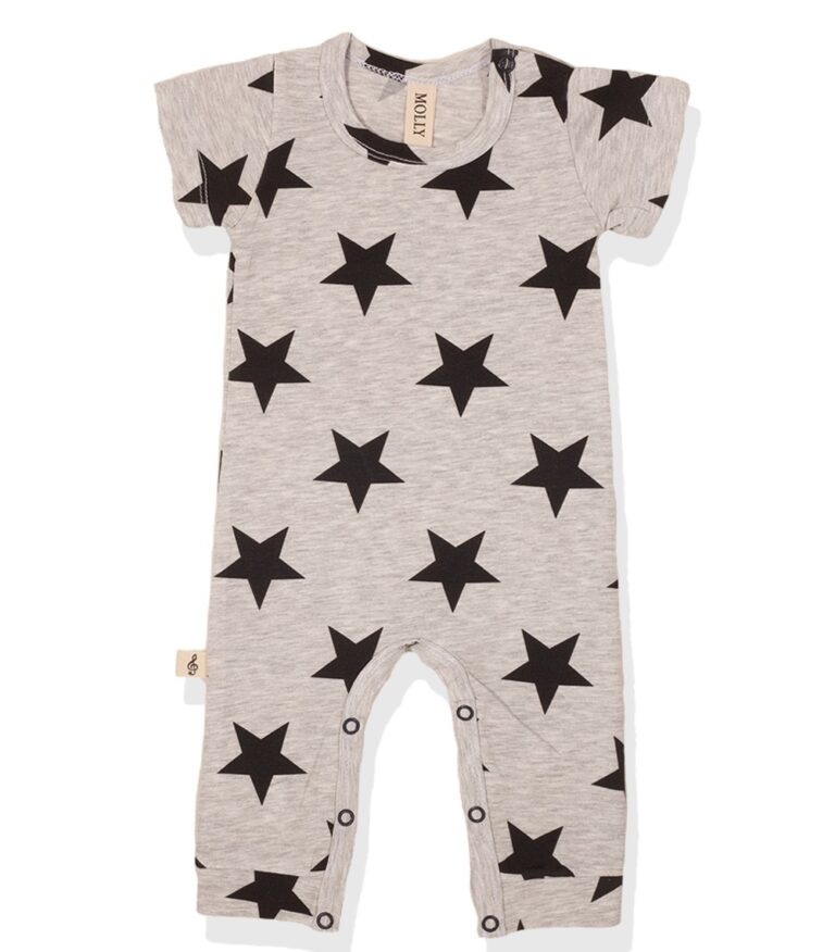 אוברול תינוקות אפור הדפס כוכבים Molly