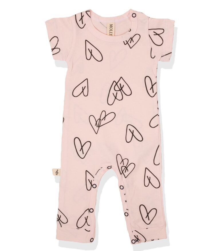 אוברול ורוד הדפס לבבות Molly