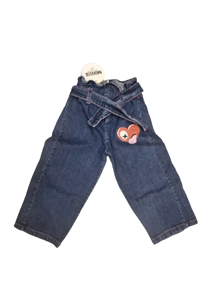 מכנסי ג'ינס בנות הדפס לב אדום mousse