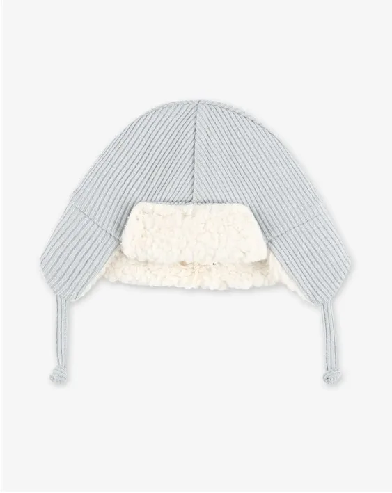 כובע לתינוק פופי אפור תכלכל