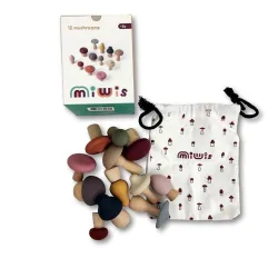 סט משחק פעילות לילדים 12 פטריות מעץ וסיליקון