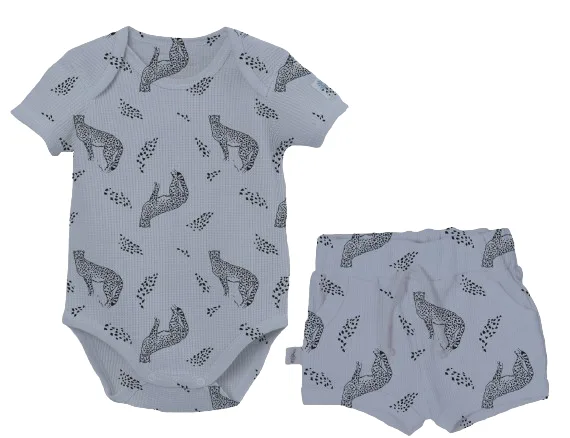 חליפת וופל קצרה לפעוטות תכלת נמרים Molly