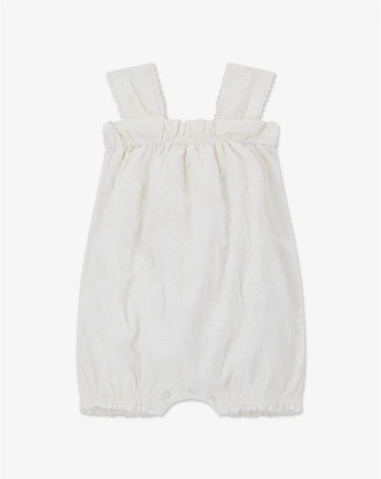 אוברול לתינוקות ופעוטות רקמה לבן מיננה