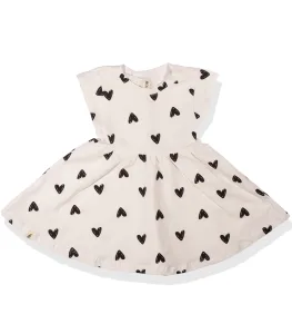 שמלה מסתובבת לילדות שמנת לבבות בשחור Molly 2Y-8Y