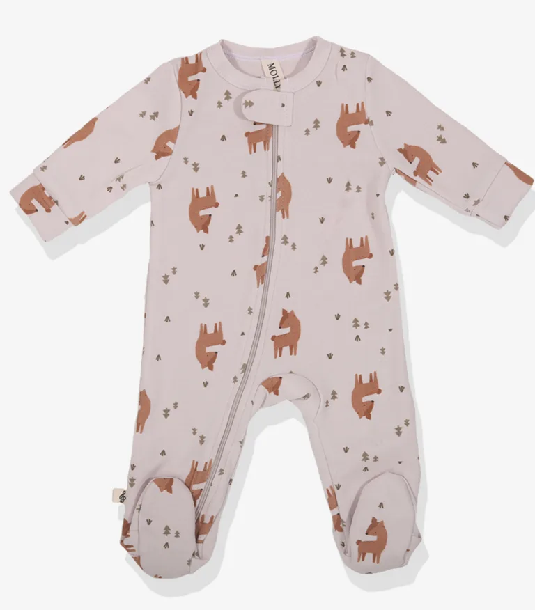 אוברול תינוקות רגלית ורוכסן דו כיווני ללא כימיקלים אינטרלוק Molly