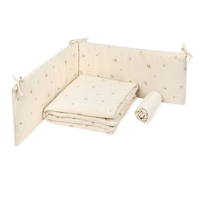 סט מיטה פרימיום לתינוקות ולפועוטת רקמת עלים