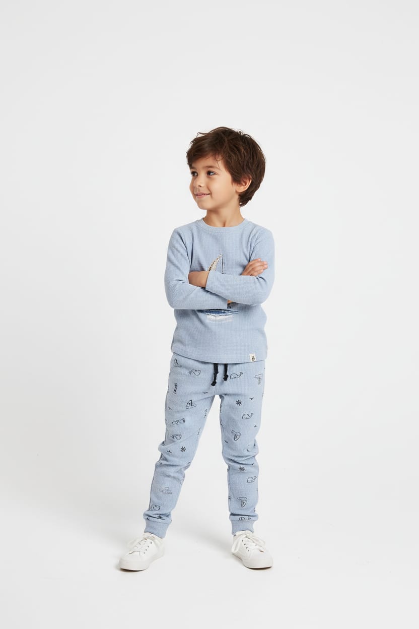 חולצה ומכנס וופל לילדים